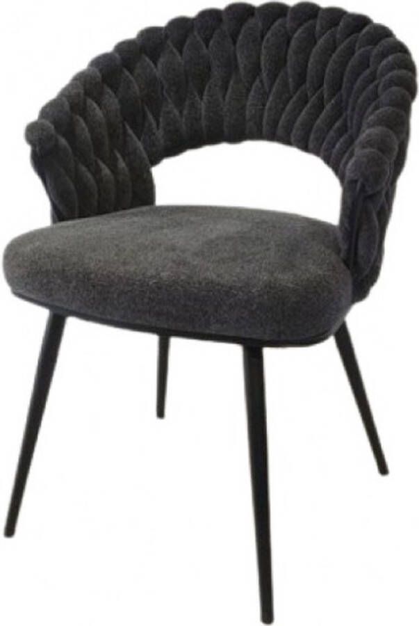 Milano the label Eetkamerstoel “Mea set 2 grijs gevlochten Chenille