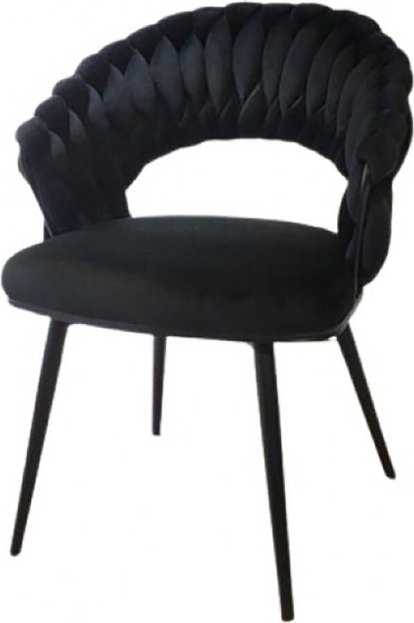 Milano the label Eetkamerstoel “Mea set 2 zwart gevlochten velvet