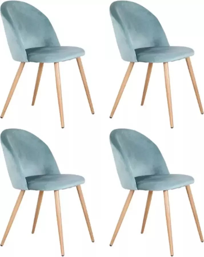 MILLA Eetkamer Stoelen Fluweel Hout Keuken Stoelen Woonkamer Stoelen Suede Look Groen 4 Stuks