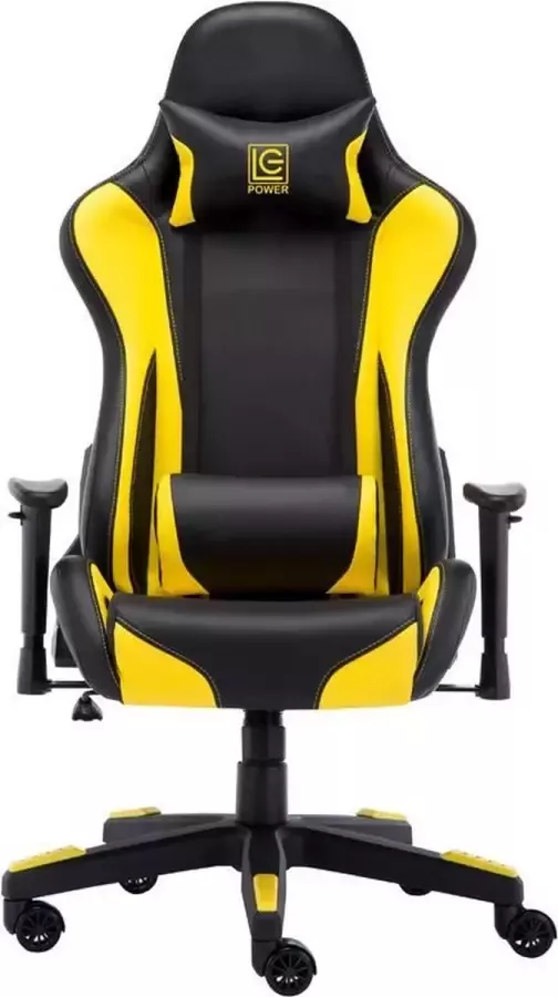 Milo x LC-Power Elite Game stoel Bureaustoel Gaming Stoel Verstelbare Armleuningen Stoel met Hoofdkussen Gaming stoel Zwart met Geel