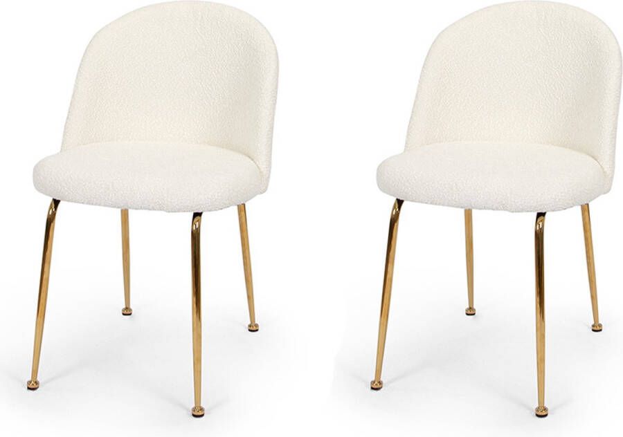 Milton & Oldbrook Bouclé Eetkamerstoel Luxor Wit 2 Stuks - Foto 2