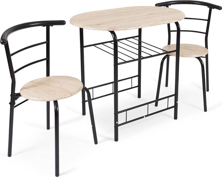 Milton & Oldbrook Eetkamerset 3-delig Bombay Eettafel Met 2 Stoelen Zwart