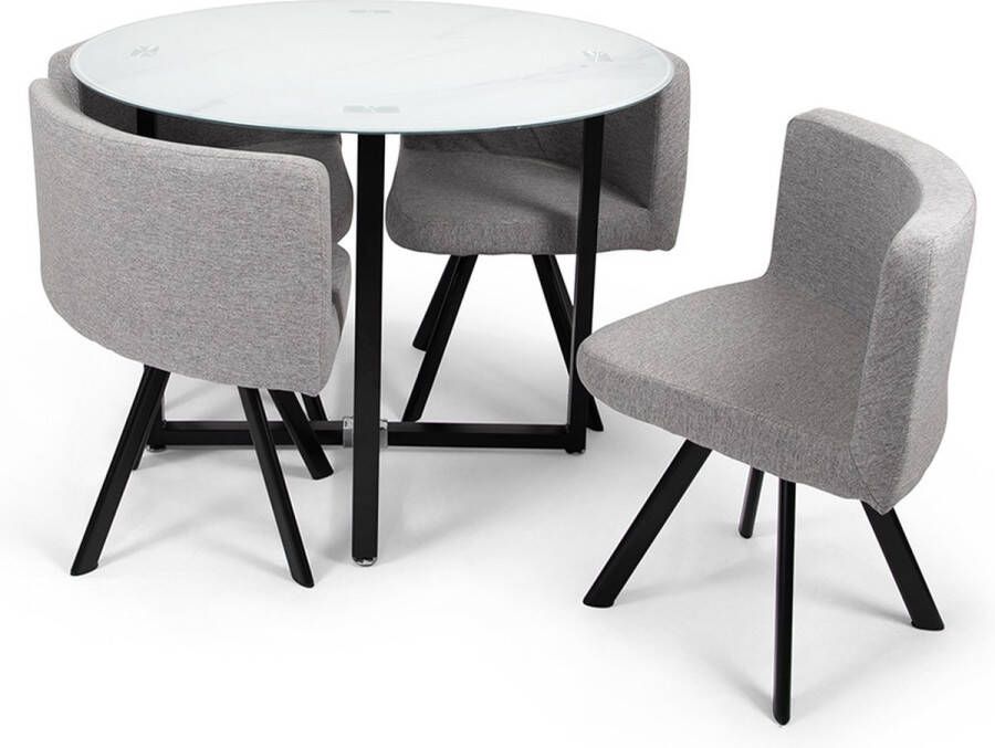 Milton & Oldbrook Eetkamerset 5-delig Sofia Eettafel Met 4 Stoelen Marmer Wit