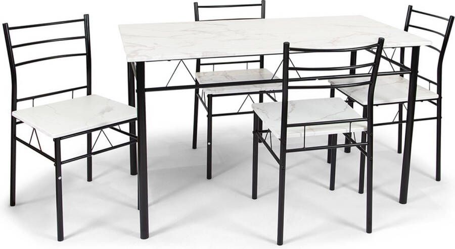 Milton & Oldbrook Eetkamerset 5-delig Valencia Eettafel Met 4 Stoelen Wit