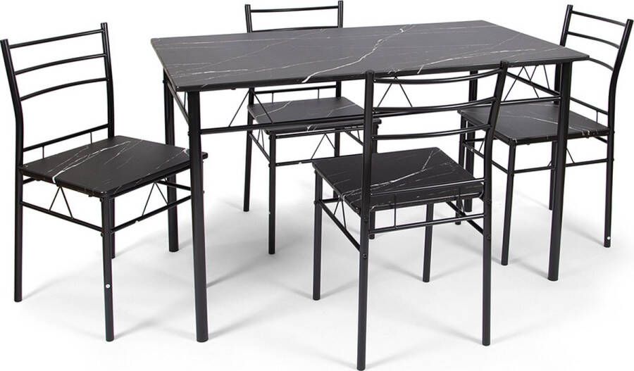 Milton & Oldbrook Eetkamerset 5-delig Valencia Eettafel Met 4 Stoelen Zwart