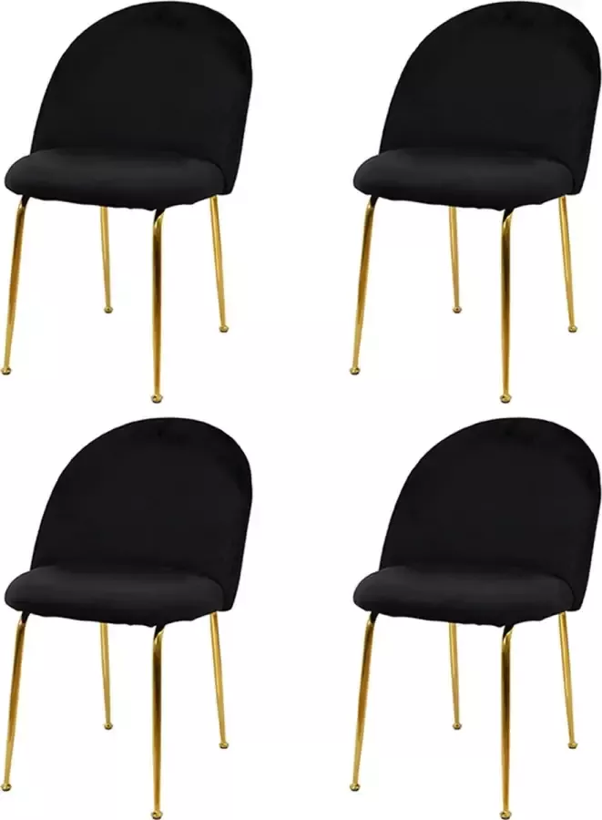 Milton & Oldbrook Velvet Eetkamerstoel Luxor Zwart 2 Stuks - Foto 2