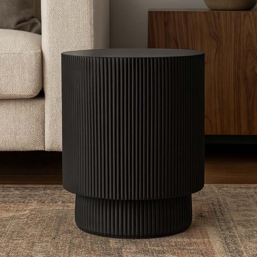 Milton & Oldbrook Bijzettafel Composiet Ø 34 cm Haslev Zwart