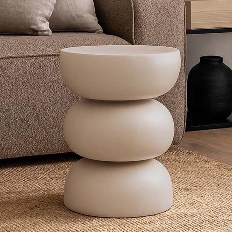 Milton & Oldbrook Bijzettafel Composiet Ø 36 cm Varde Beige
