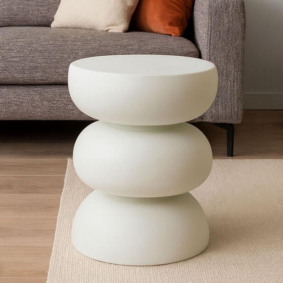 Milton & Oldbrook Bijzettafel Composiet Ø 36 cm Varde Wit