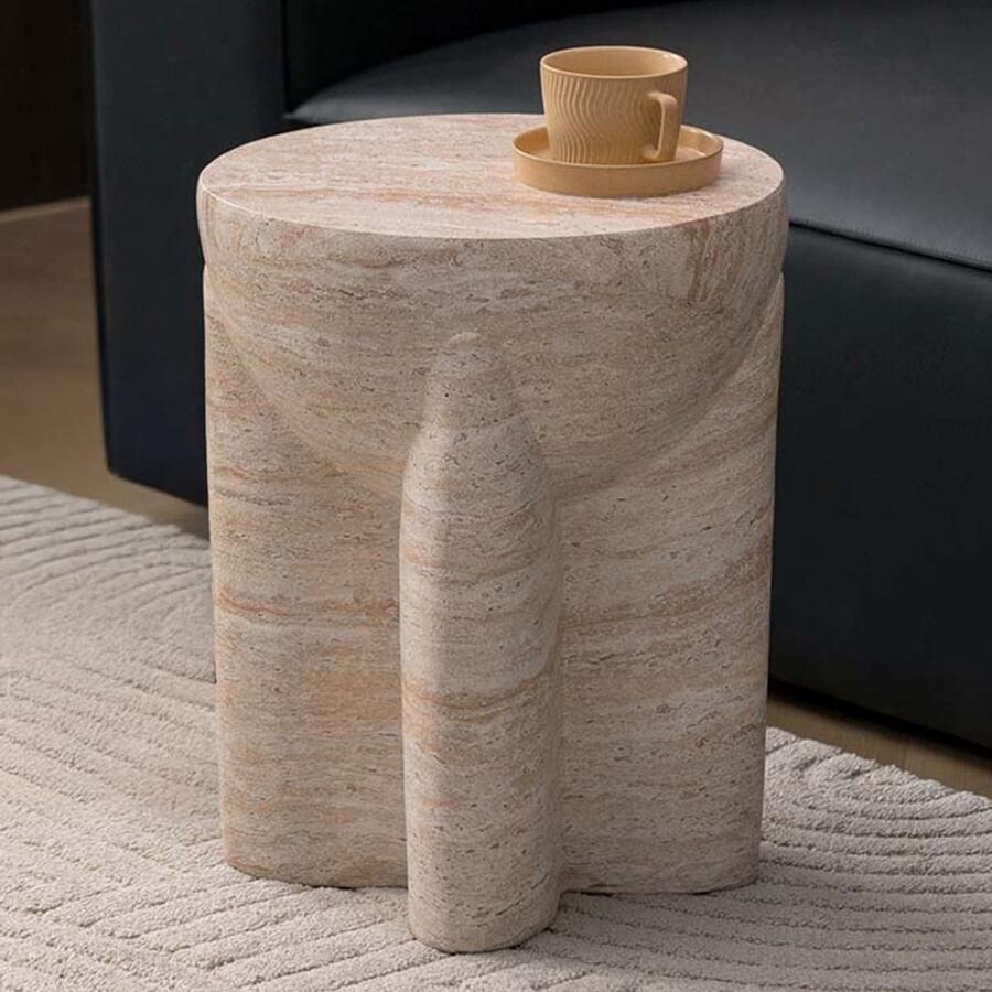 Milton & Oldbrook Bijzettafel Composiet Ø 37 cm Skive Beige