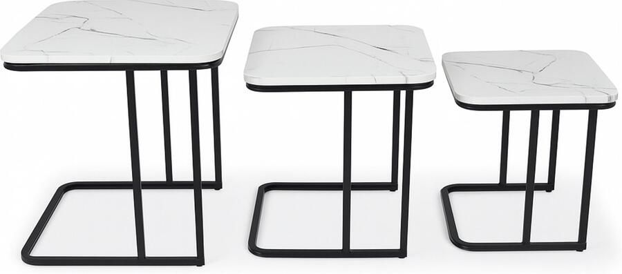 Milton & Oldbrook Bijzettafel Set Borba Marmer Wit