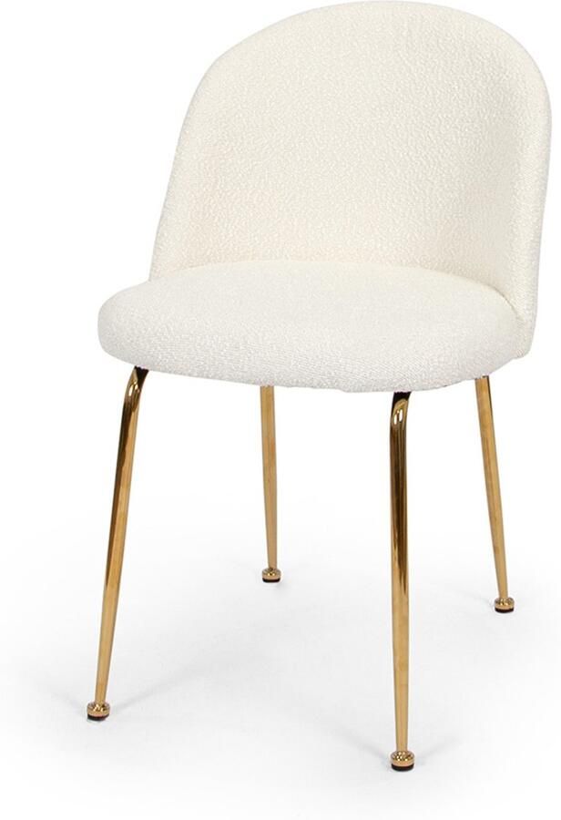 Milton & Oldbrook Bouclé Eetkamerstoel Luxor Wit 2 Stuks