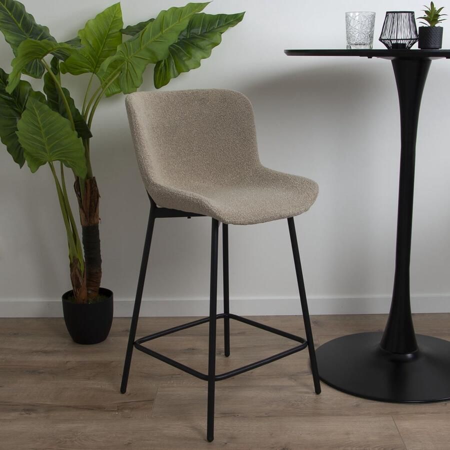 Milton & Oldbrook Bouclé Lage Barkruk Brighton Zand