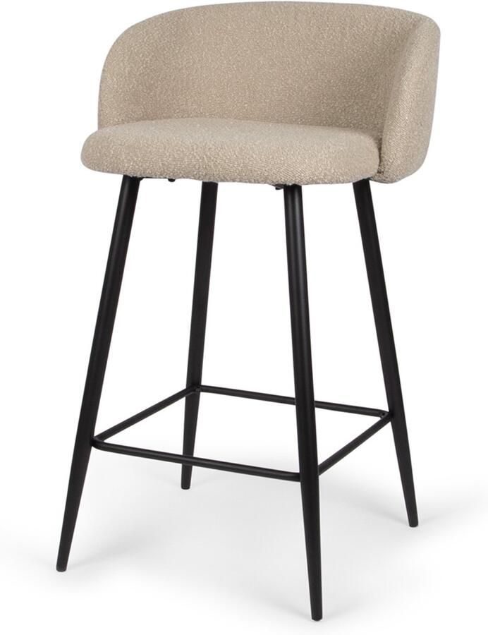 Milton & Oldbrook Bouclé Lage Barkruk Budapest Taupe Zwart