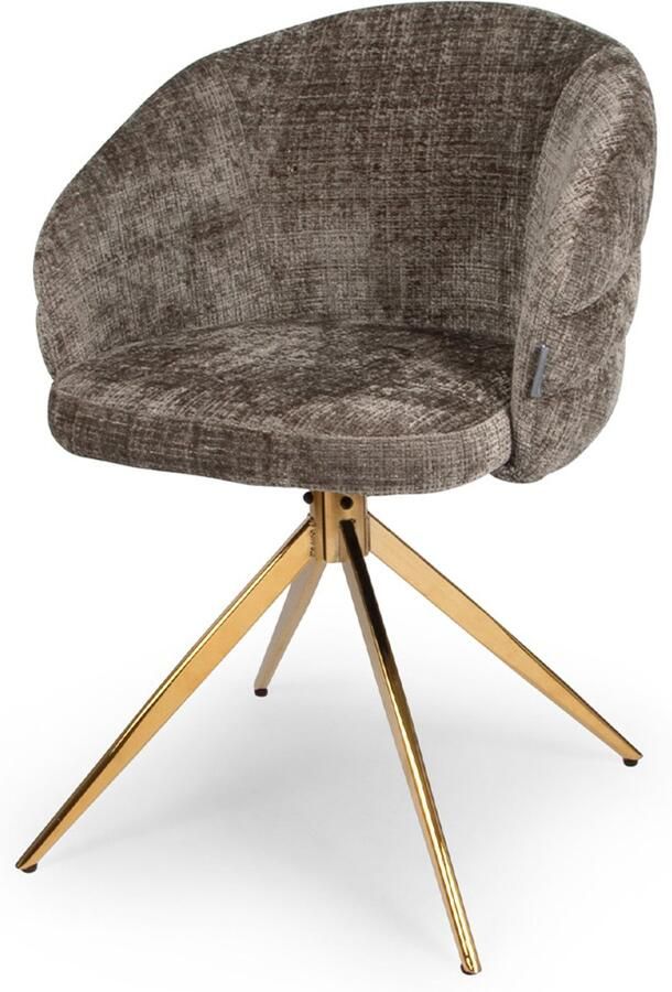 Milton & Oldbrook Eetkamerstoel Draaibaar Ruse Bruin Goud - Foto 2