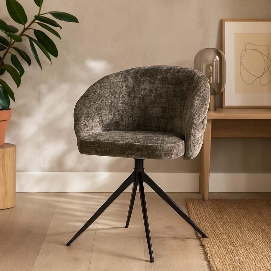 Milton & Oldbrook Eetkamerstoel Draaibaar Ruse Bruin Zwart