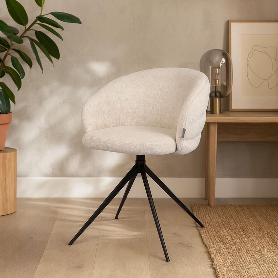 Milton & Oldbrook Eetkamerstoel Draaibaar Ruse Wit Zwart