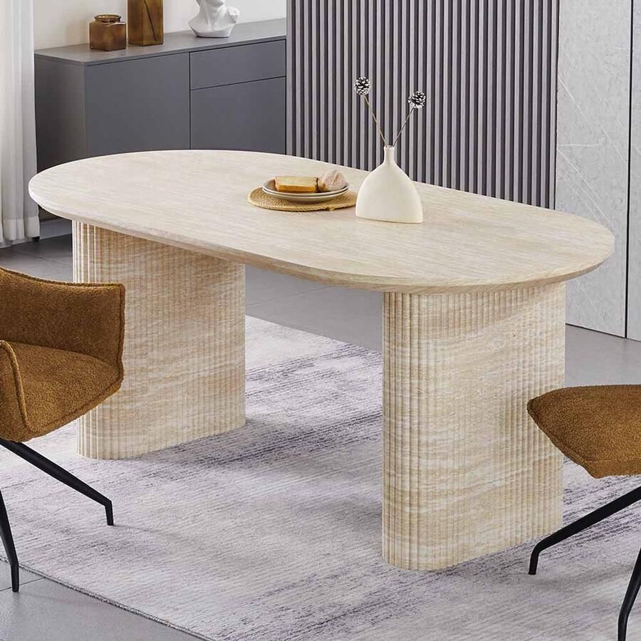 Milton & Oldbrook Eettafel 180 cm Geneva Travertinlook