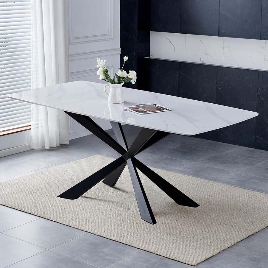 Milton & Oldbrook Eettafel 180 cm Leeds Keramiek Wit