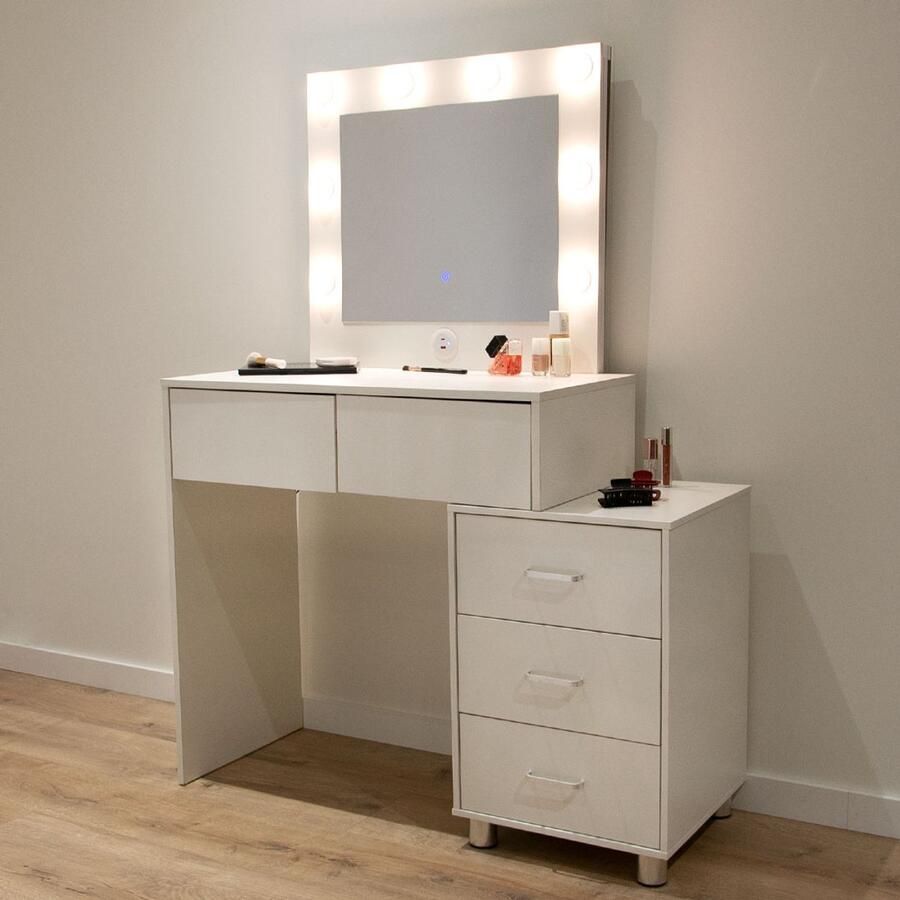 Milton & Oldbrook Kaptafel met LED-verlichting Trosa Wit