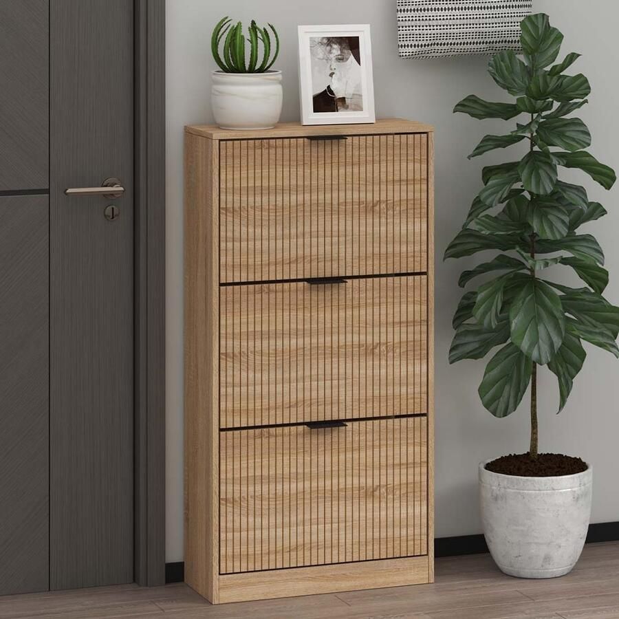 Milton & Oldbrook Schoenenkast Lucca – 3 Niveaus Hout