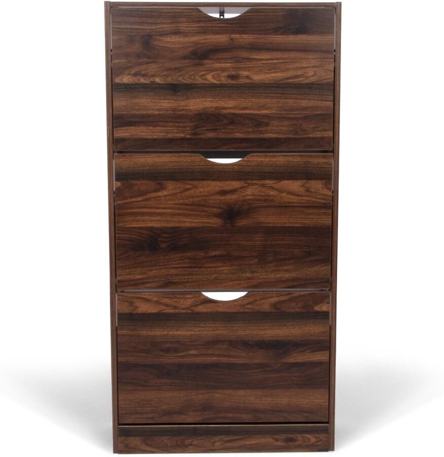 Milton & Oldbrook Milton Oldbrook Schoenenkast Prato 3 Niveaus tot 18 Paar Schoenen 60x24x119cm Donker Bruin - Foto 2