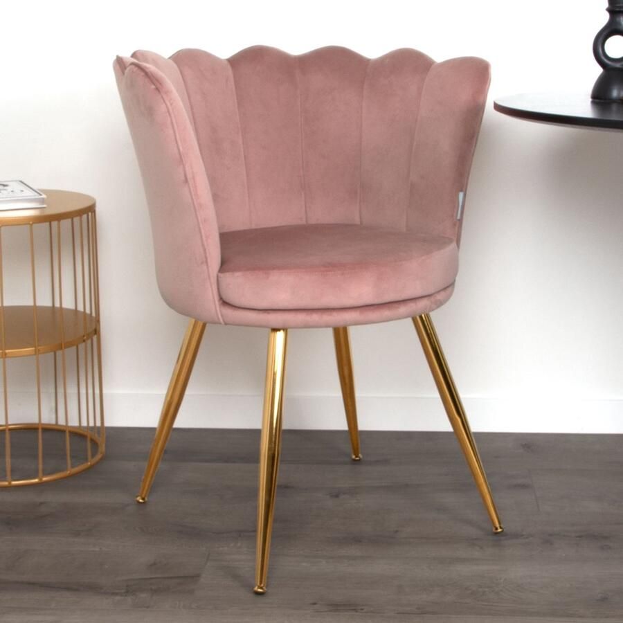 Milton & Oldbrook Velvet Eetkamerstoel Andria Roze