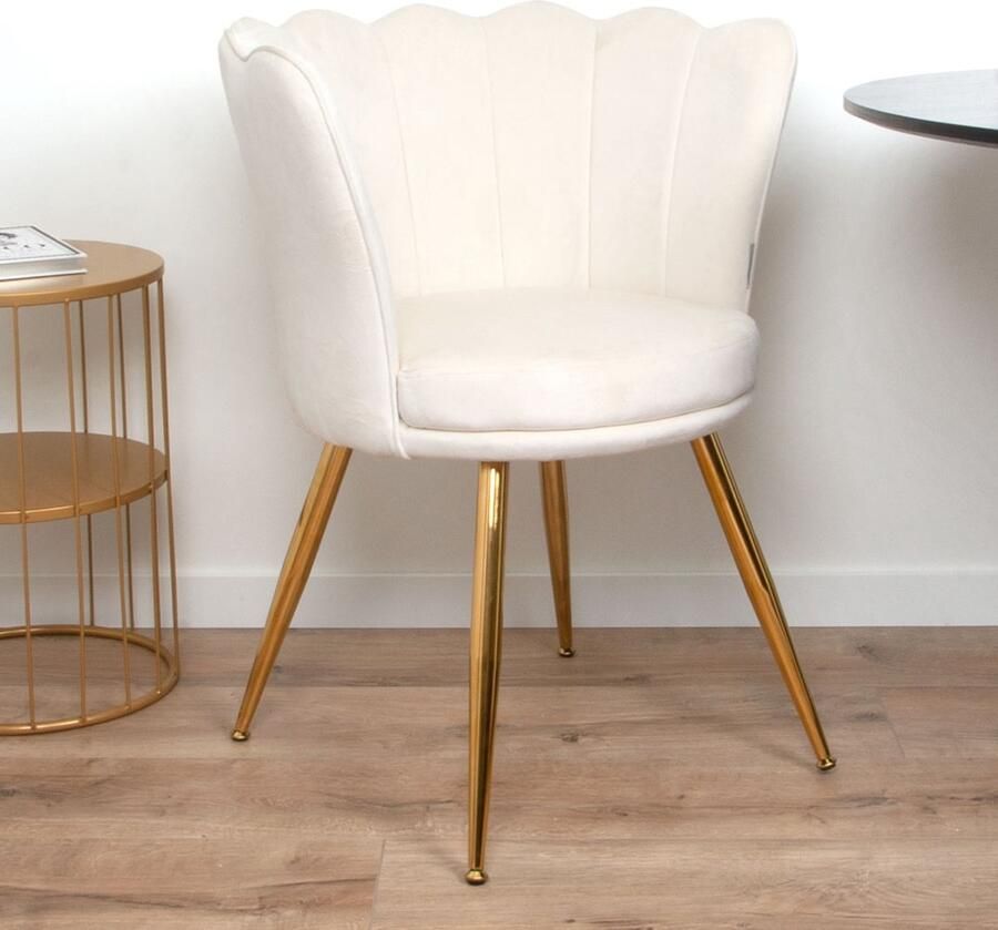 Milton & Oldbrook Velvet Eetkamerstoel Andria Wit