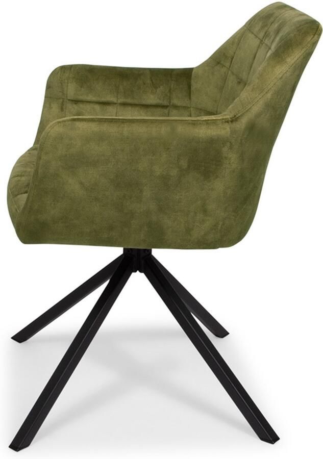 Milton & Oldbrook Velvet Eetkamerstoel Draaibaar Malmo Luxe Groen