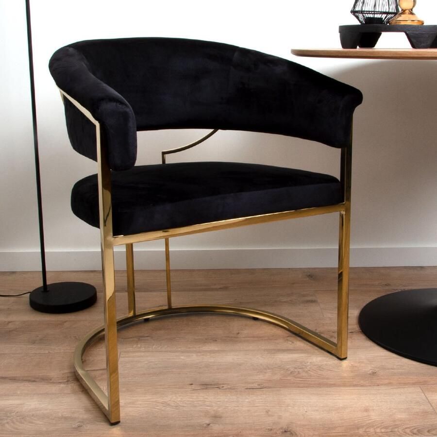 Milton & Oldbrook Velvet Eetkamerstoel Drama Zwart Goud