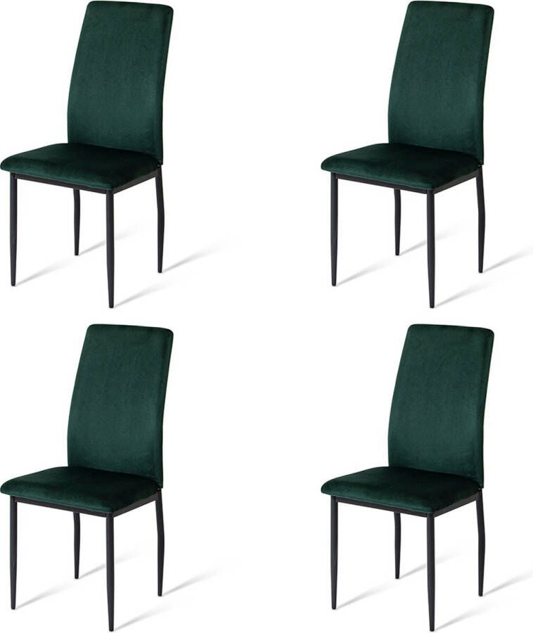 Milton & Oldbrook Velvet Eetkamerstoel Lisbon Groen 4 Stuks