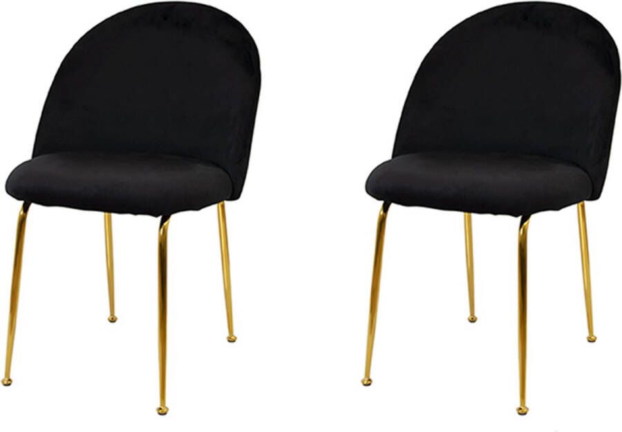 Milton & Oldbrook Velvet Eetkamerstoel Luxor Zwart 2 Stuks