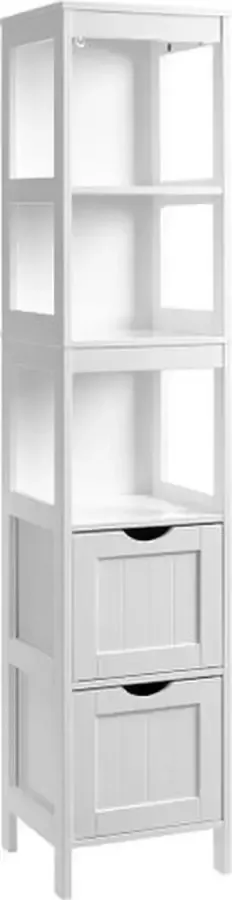 MINA Badkamer Opbergkast met 2 Lades en 3 Open Compartimenten 30x30x141.5cm