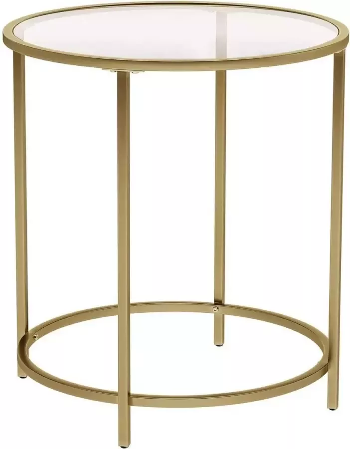 MINA Bijzettafel Rond Glazen Tafel Kleine Salontafel Metalen Frame Gehard Glas
