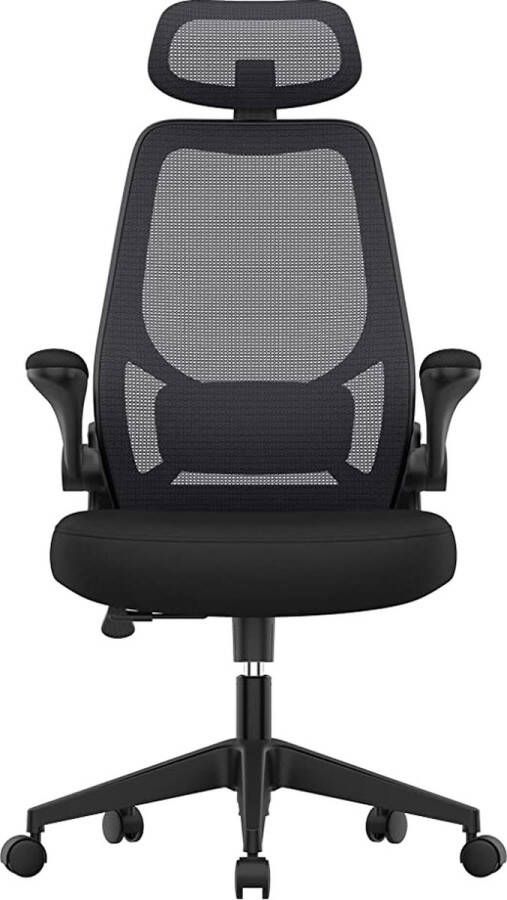 MINA Bureaustoel Computerstoel Ergonomische stoel Verstelbare armleuningen en hoofdsteun Netstof