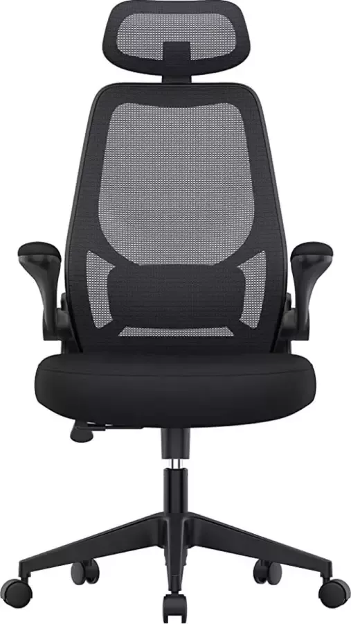 MINA Bureaustoel Computerstoel Ergonomische stoel Verstelbare armleuningen en hoofdsteun Netstof