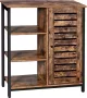 MINA Industriële Dressoir Met 3 Open Rekken en Lamellen Deur Woonkamer Kast Vintage Bruin - Thumbnail 2