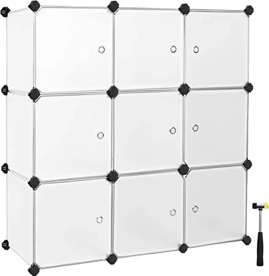 MINA Kast Opbergkast rekkensysteem 9 kubussen plastic garderobe met deuren