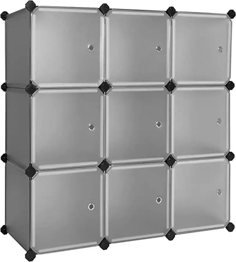 MINA Kast Opbergkast rekkensysteem 9 kubussen plastic garderobe met deuren