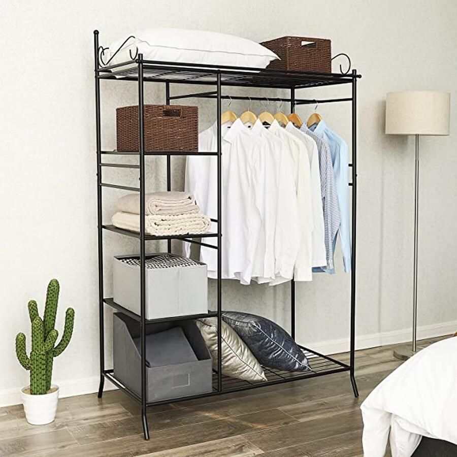 MINA Garderobe Metalen garderobekast vouwgarderobe met gordijn 170 x 108 x 58 cm