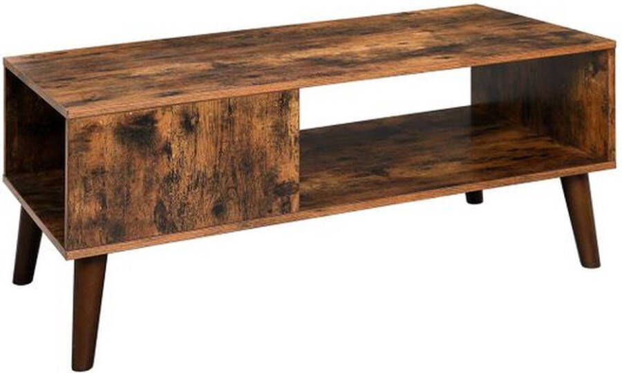 MINA Salontafel in retrostijl 50 60-look Woonkamertafel met grote plank