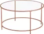 MINA Salontafel Rond Glazen Tafel Stalen Frame Gehard glas - Thumbnail 1