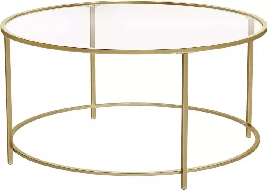 MINA Salontafel Rond Glazen Tafel Stalen Frame Gehard glas