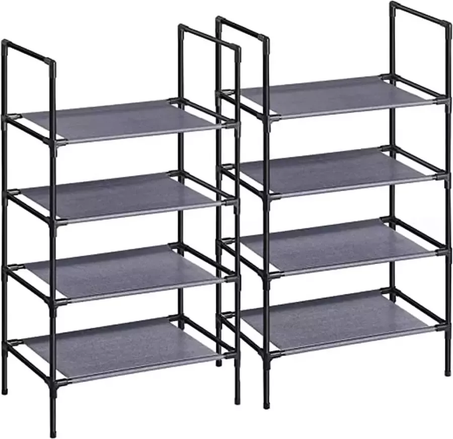 MINA Schoenenrek met 4 planken Set van 2 Schoenenrek metalen frame