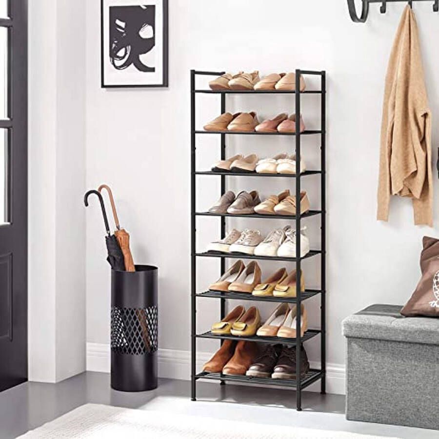 MINA Schoenenrek met 8 niveaus voor 16-24 paar schoenen metalen rek ruimtebesparend