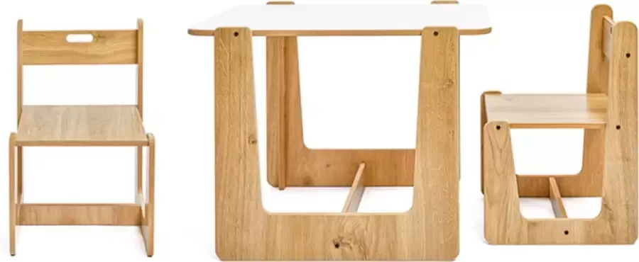 Minera Eethoeken set kinderen Montessori Kinderstoel Kindertafel en 2 Stoeltjes Montessori Kindertafel Peuters tafel Speeltafel voor Kinderen -Activiteiten Tafel Zitgroep kindertafel set voor 1 tm 5 jaar Crane 2 -Kindermeubels