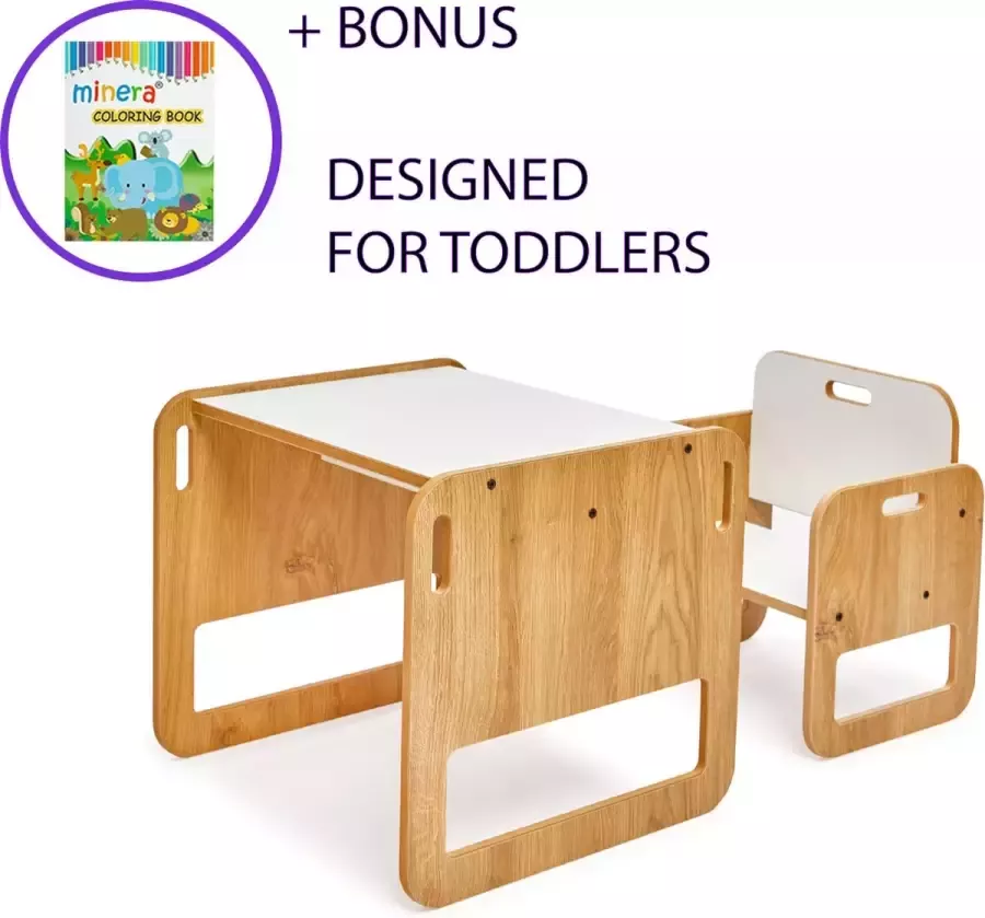 Minera Montessori Kinderstoel Kindertafel met 1 stoeltje Kindertafel 0 t m 2 jaar Eethoek Kindermeubels Peuters tafel 1 Kindertafel 1 stoel Eethoek Sparrow 1 - Foto 2
