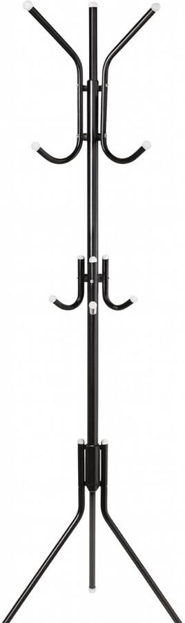 Minismus Kapstok Staand Zwart Geschikt voor tassen jassen en hoeden 178 cm hoog 3 verschillende hoogtes