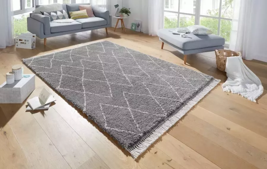Mint rugs Hoogpolig vloerkleed Jade donkergrijs crème 200x290 cm - Foto 2
