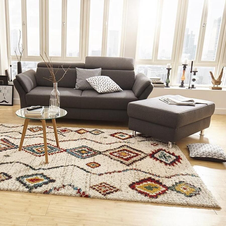 HANSE Home Hoogpolig vloerkleed Geometric Shaggy flokati boho design zacht geometrisch motief